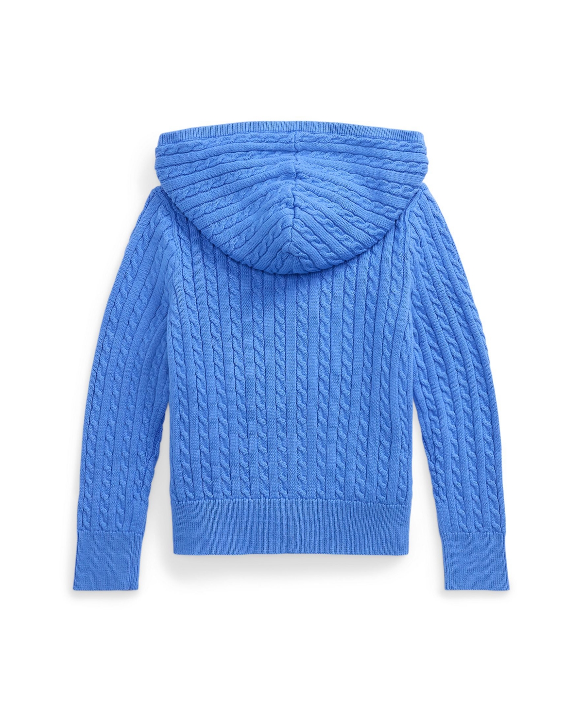 Polo Ralph Lauren Toddler And Little Girls Mini-cable Cotton Full-zip Hoodie In Blue
