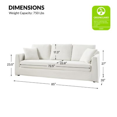 Zacharias Modern 85" Slipcovered Sofa with Square Flange Arm