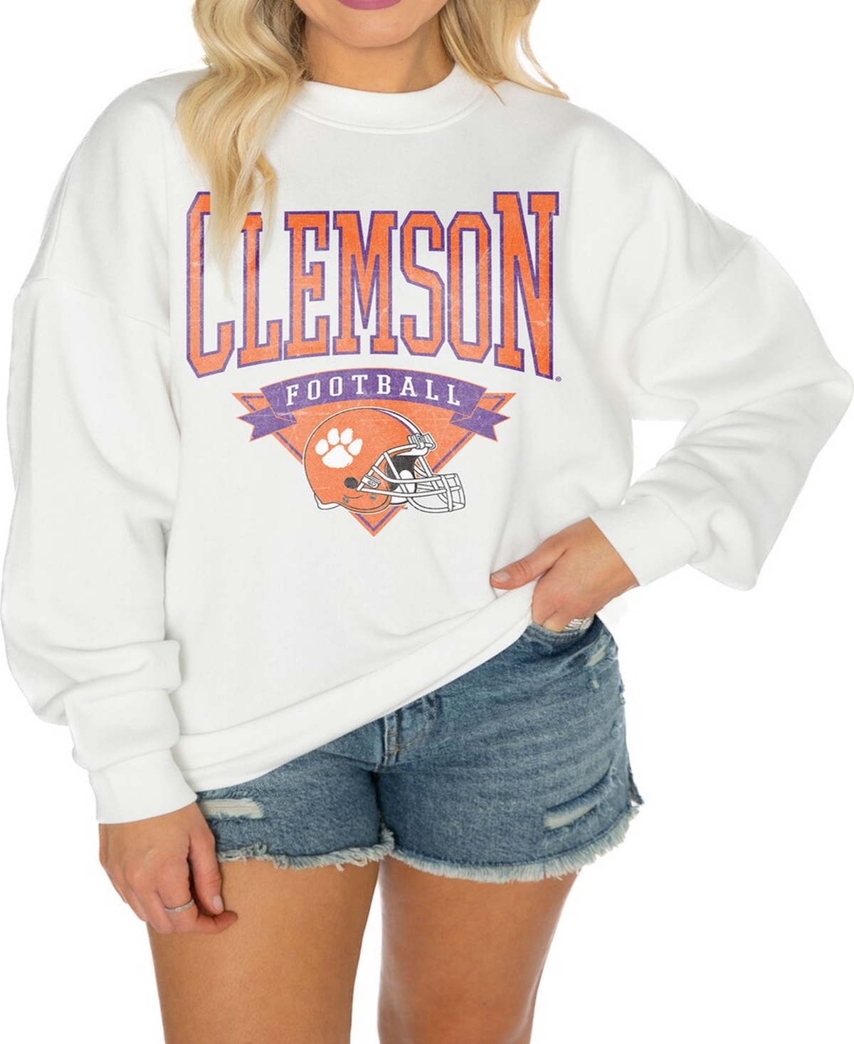 Gameday Couture Women's White West Virginia Mountaineers Good Vibes Premium Fleece Drop Shoulder Pullover Sweatshirt In White