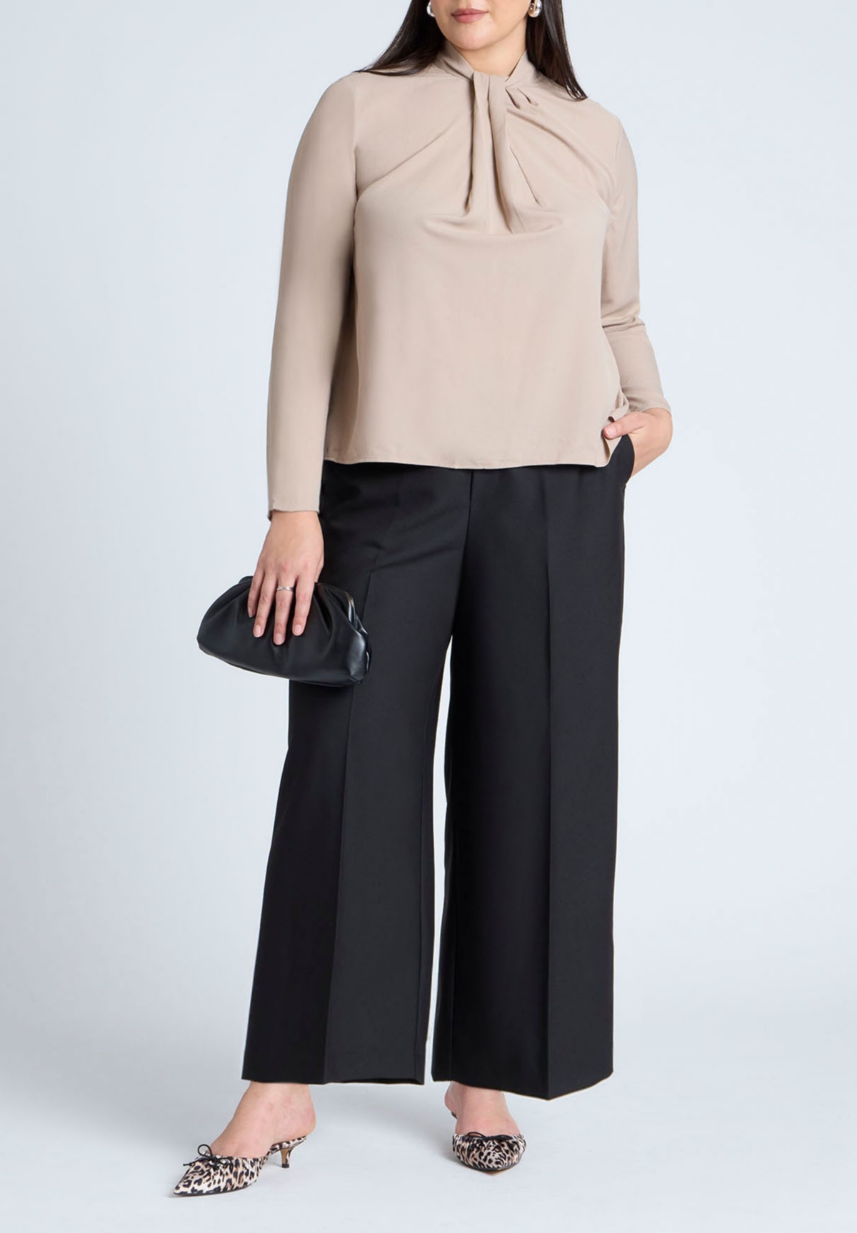 Eloquii Plus Size Drape Collar Blouse