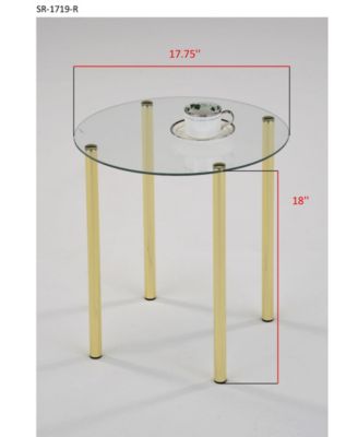 - Milnai Round Side End Accent Table, Gold Metal/Glass