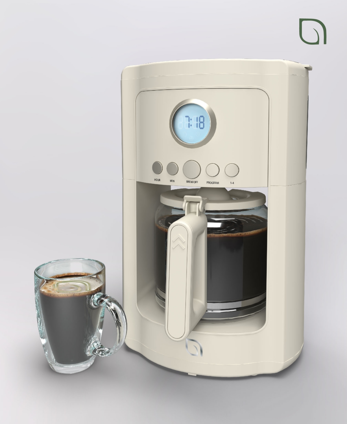 Willow Kitchen 12 Cup Coffee Maker – Programmable Brewing Options With Timer, Beautiful Design, Glass Pot In White