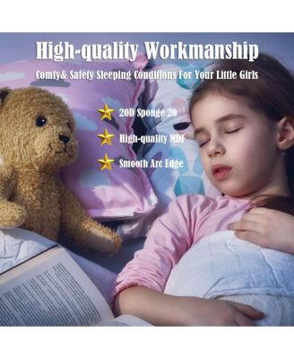 Kids Children Upholstered Platform Toddler Girl Pattern Bed