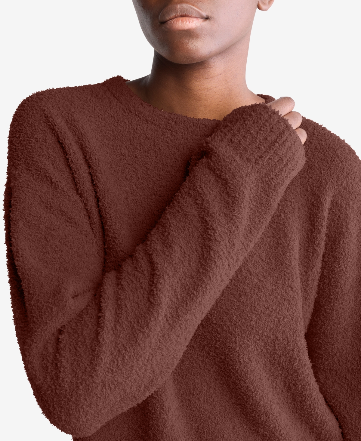 Calvin Klein Women's Cropped Plush Lounge Sweatshirt