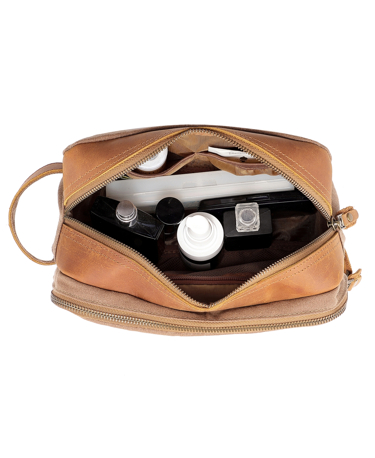 Tsd Brand Turtle Ridge Zip Top Toiletry Bag In Khaki