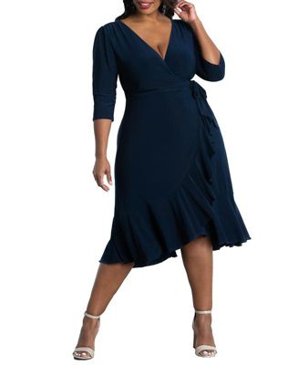 Women's Plus Size Whimsy Ruffled Midi Wrap Dress