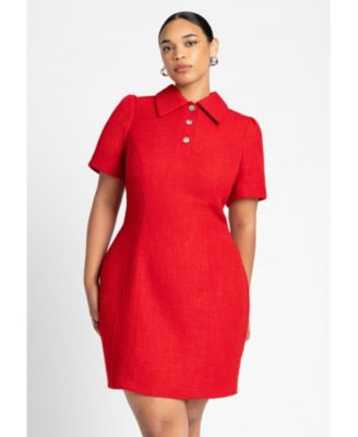 Women's Plus Size Tweed Mini Shirt Dress