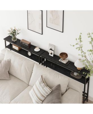 5.9" Narrow Sofa Table, 2 Tier Skinny Console Table with Adjustable Shelf, Slim Behind Couch Table for Living Room, Entryway, Hallway, Foyer