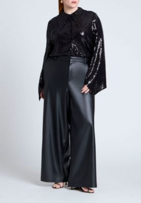 Women's Flare Sleeve Sequin Button Down