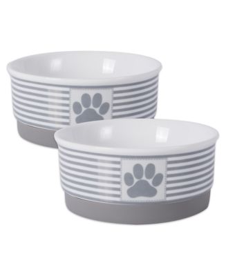 Bone Dry Striped Paw Patch Pet Bowl Set/2 - Macy's