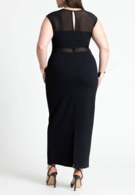 Women's Plus Size Cap Sleeve Mesh Midi Dress