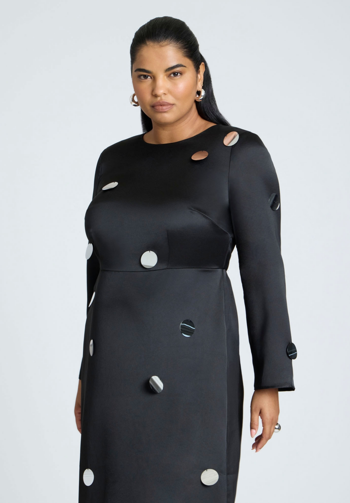 Eloquii Plus Size Satin Midi Dress With Pailettes