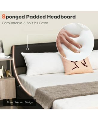 Full Size Faux Leather Upholstered Platform Bed Adjustable Headboard