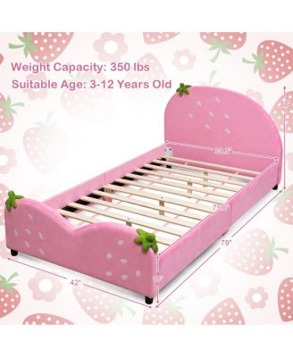 Kids Children Upholstered Berry Pattern Toddler Bed