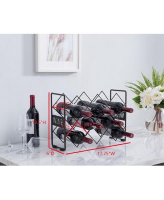 Countertop Tabletop Wine Rack, Wine Bottle Storage Holder Stand for Home Kitchen & Bar - Pewter - No Assembly Required