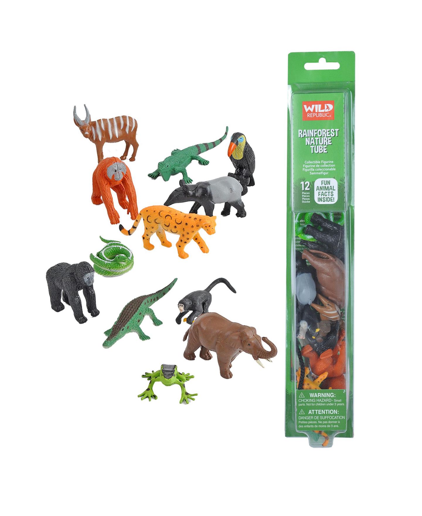 Детские фигурки Wild Republic Rainforest Nature Tube 12-Piece Figurine Set, Ages 3+ — фото 1