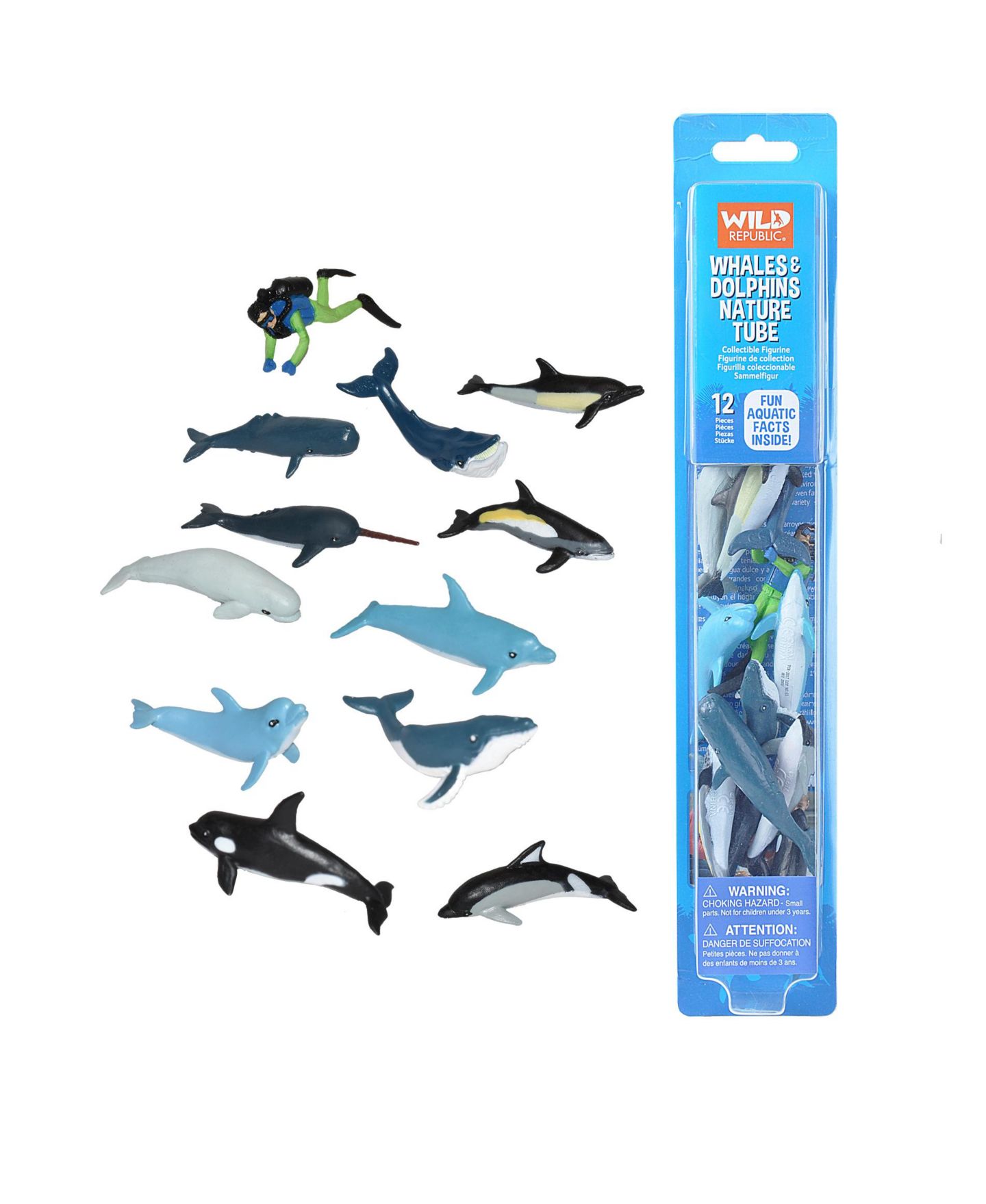 Детские игрушки Wild Republic Nature Tube Whale and Dolphin 12-Piece Figurine Set, Ages 4+ — фото 1