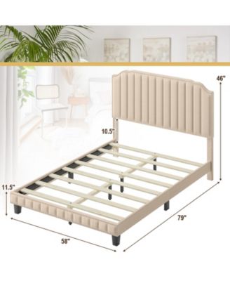 Heavy Duty Upholstered Bed Frame with Rivet Headboard-Full Size
