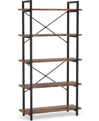 5 Tier Bookshelf, Modern Etagere Bookcase with Metal Frame, Tall Book Shelf Unit for Living Room, Study, Home Office, Black Friday Deals