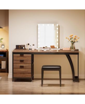 Vanity Desk with 3 Drawers, 59-Inch Chic Makeup Desk for Women, Black Friday Deals