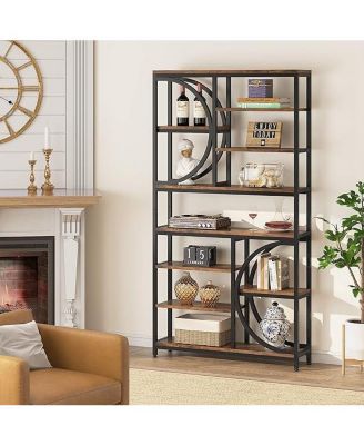8-Tier Bookshelf – Industrial Tall Etagere Bookcase with Open Display Shelves & Metal Frame for Home Office