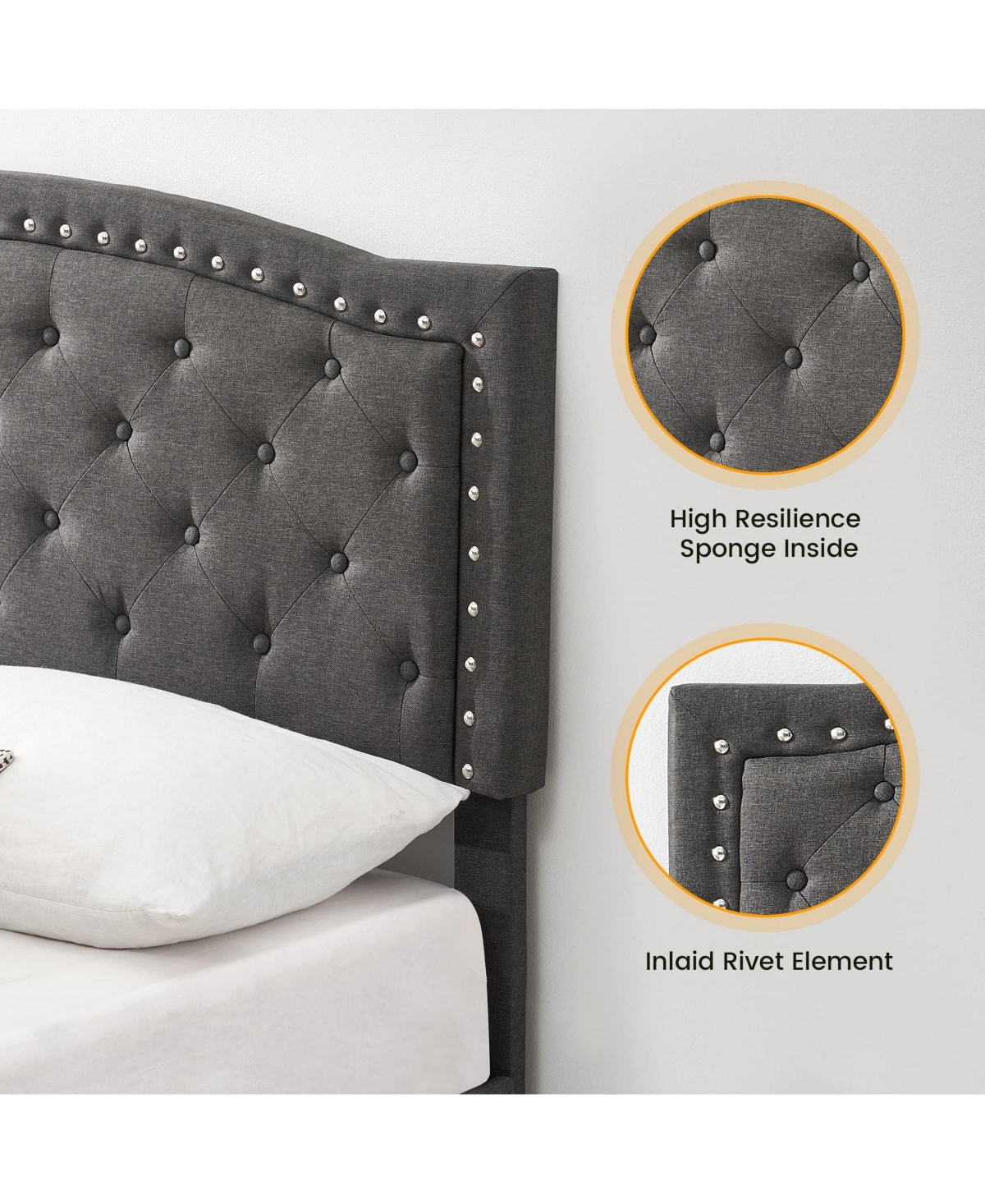 gaomon Queen Bed Frame with Adjustable Headboard