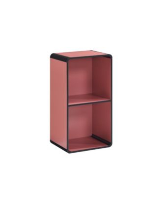 Dothan Wood 2-Cubed Open Bookcase - Storage Shelf Organizer Bookshelf