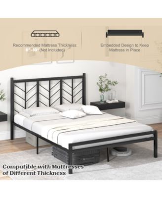 Queen Size Platform Bed with Headboard and Metal Frame-Queen Size