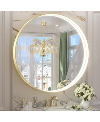 Round 3 Color Adjustable LED Metal Framed Wall Mirror with Anti-fog