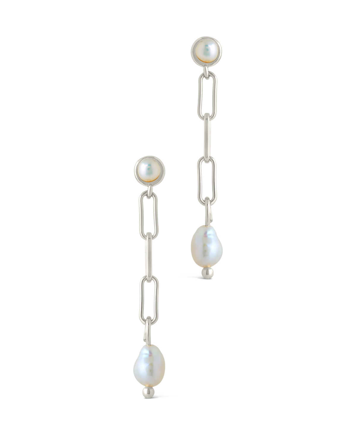 Sterling Forever Fayelynn Mother Of Pearl Chain Drop Earrings In Silver