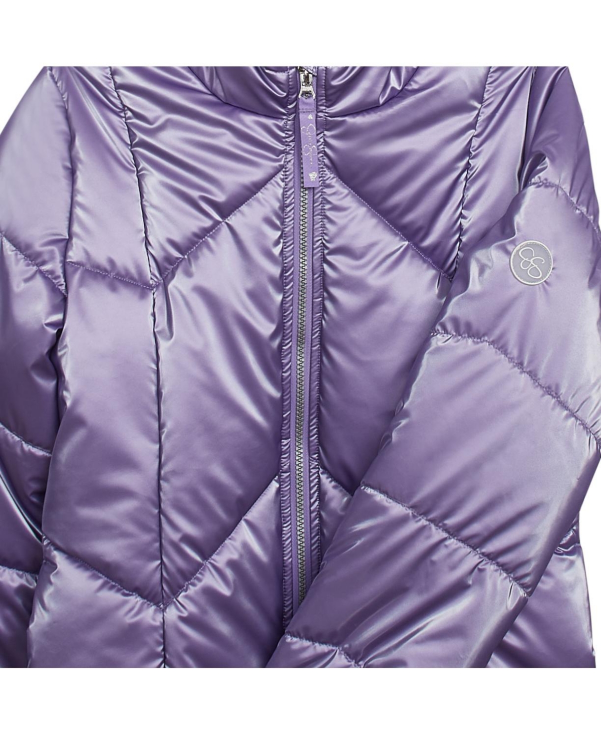 Jessica Simpson Girls 7-16 Reflective Shine Fashion Puffer Jacket In Purple