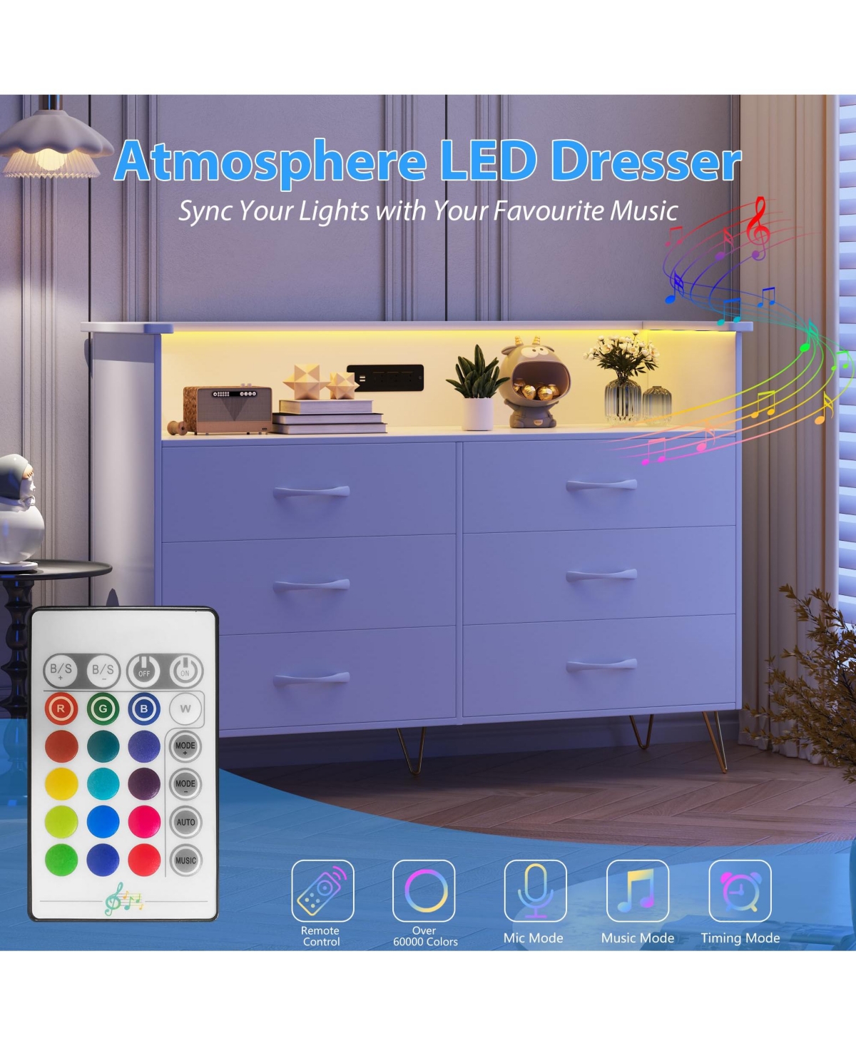 gaomon 6 Drawer Dresser for Bedroom