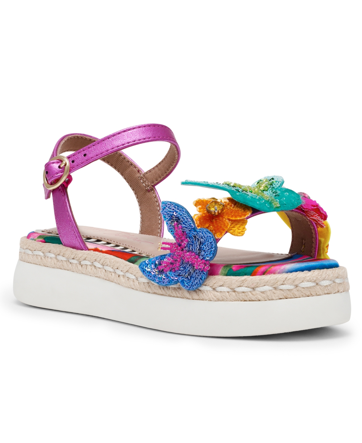 Betsey Johnson Little And Big Girls Emery Platform Butterfly Sandal In Fuchsia Multi