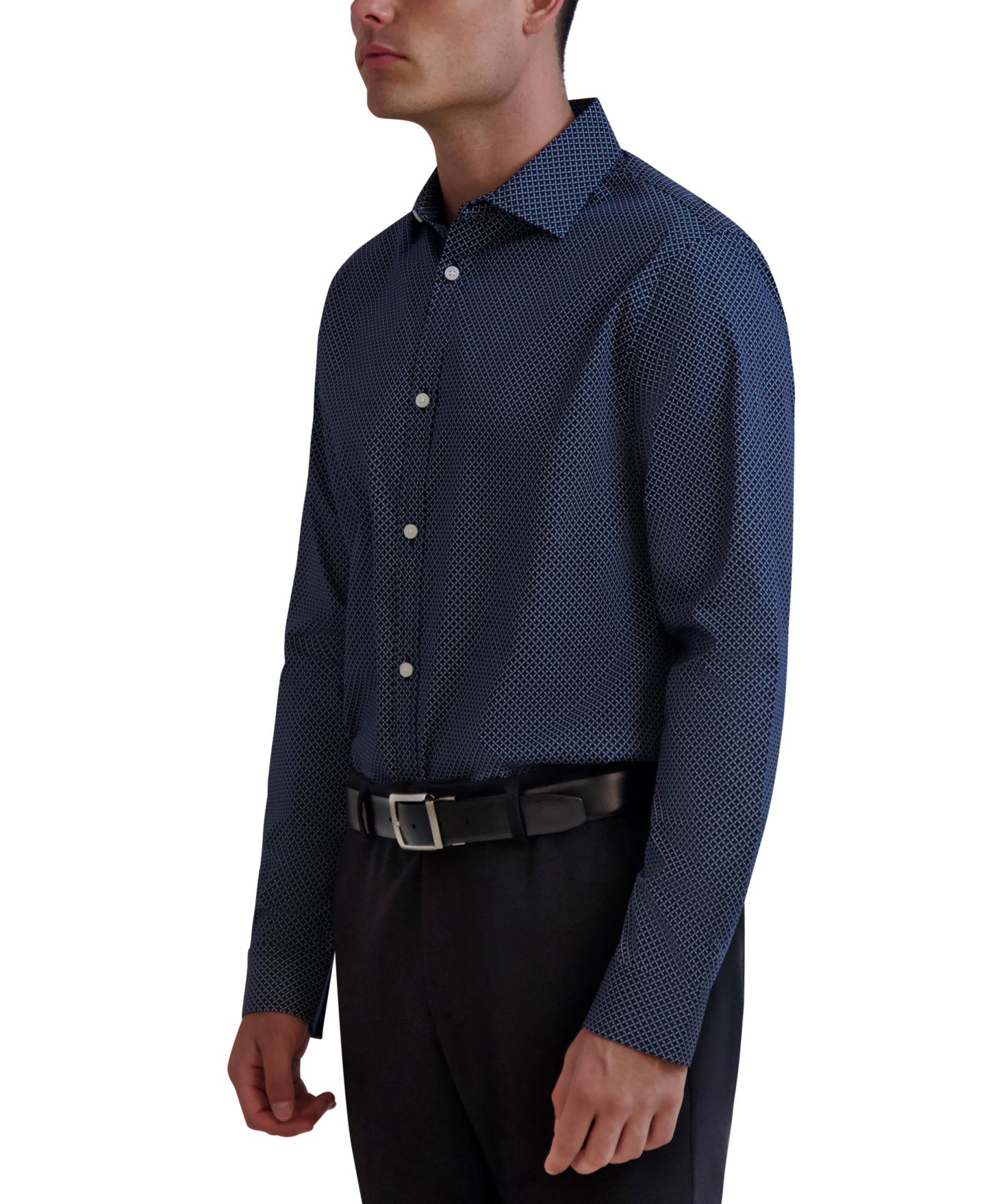 Мужская рубашка KARL LAGERFELD PARIS Slim-Fit Geo-Print Dress Shirt, цвет: Синий — фото 2