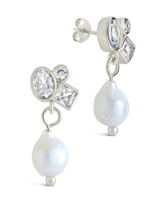 Penny Cubic Zirconia Mother of Pearl Cluster Stud Earrings
