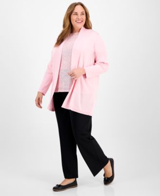 Shop Anne Klein Plus Size Sequined Mesh Trim Short Sleeve Top Sonoma Open Front Long Sleeve Cardigan Pull On Mid Ris In Peony Pink