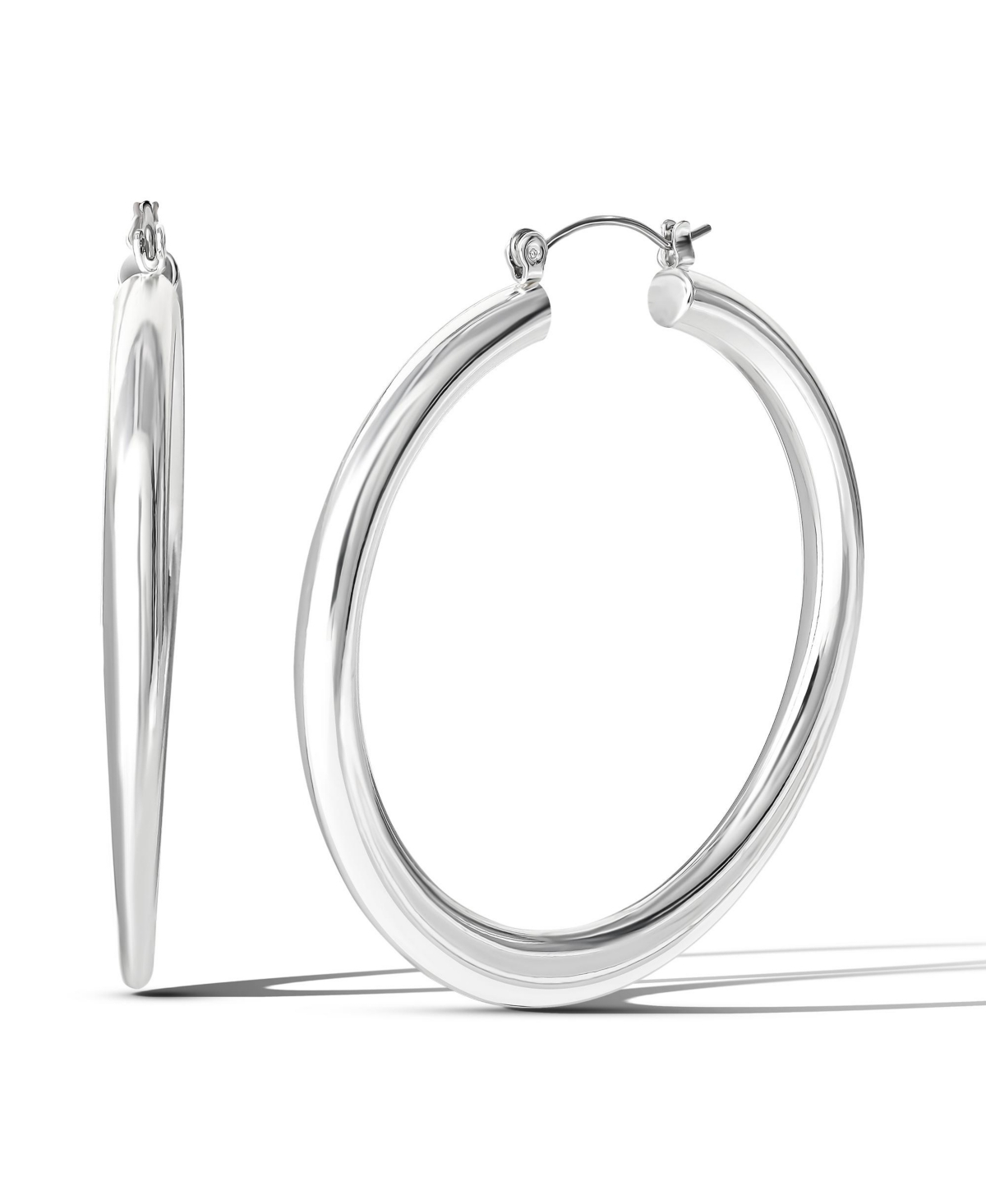 Silver-Tone Hoop Earrings &#x2013; Classic Statement Hoops - Silver tone