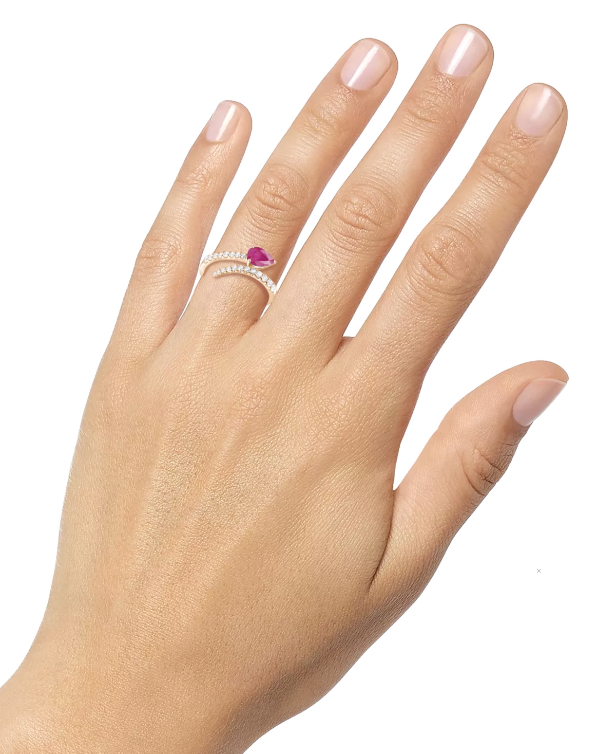 Macy's Emerald (5/8 Ct. T.w.) & Diamond Bypass Ring (1/3 Ct. T.w.) In 14k Yellow Gold (also Available In Ru In Sapphire