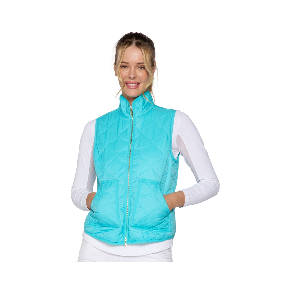 Women's G Lifestyle Double Zip Padded Vest - Caribbean turquoise