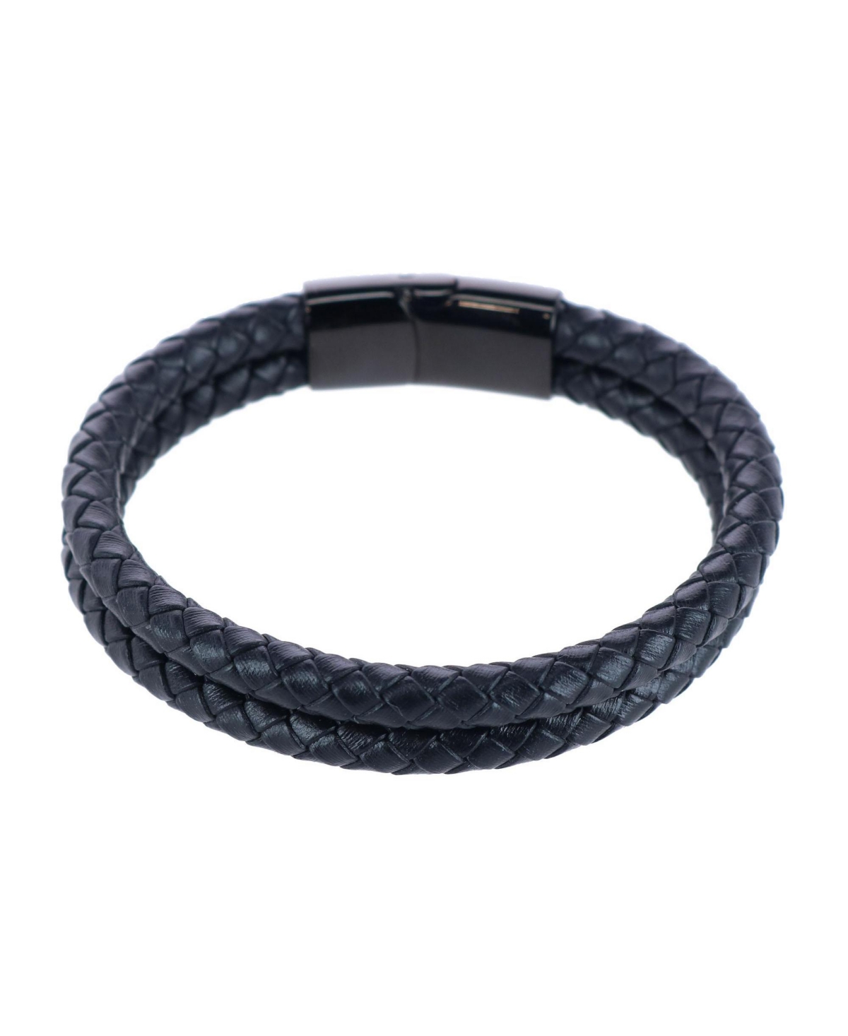 Loose Fit Simple 2 Band Braided Secure Clasp Leather Bracelet - Brown