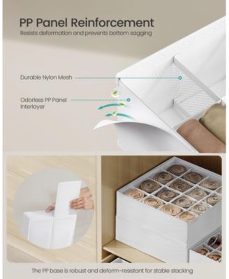 Set of 4 Closet Organizers for Underwear with 80 Cells for Drawer Storage