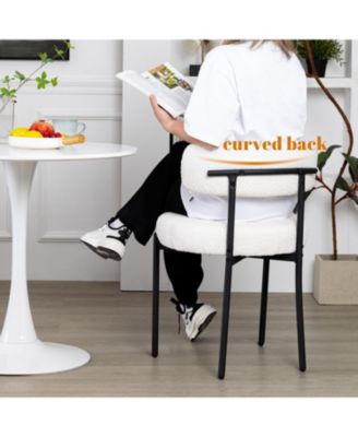 Boucle Dining Chairs Set of 1, Upholstered Dining Chairs with Black Metal Legs, Modern Accent Chair