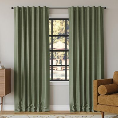 Evelina Faux Dupioni Silk Thermal Extreme 100% Blackout Back Tab Curtain Panel