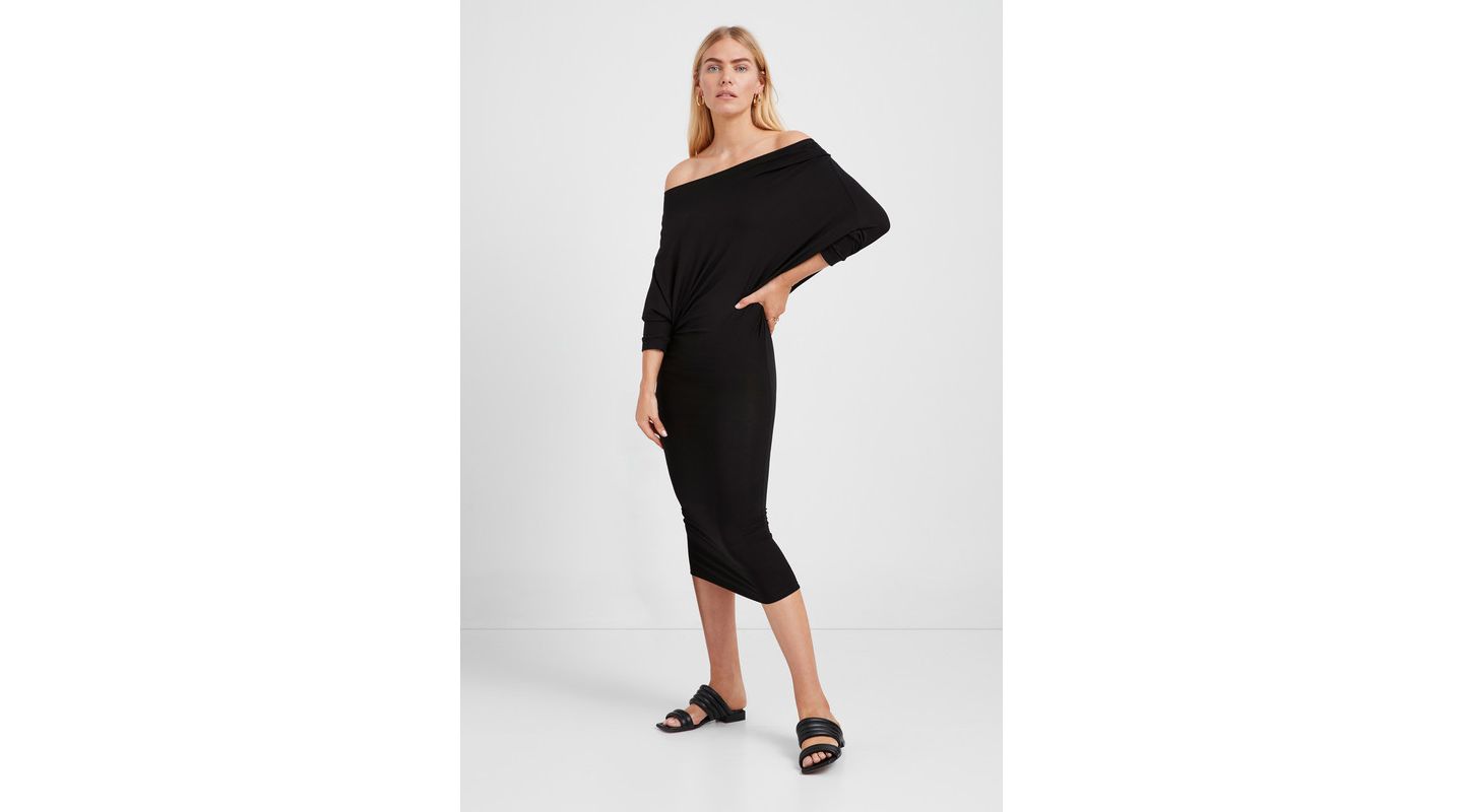 Женское платье Marcella Julia Off-Shoulder Batwing-Sleeve Jersey Midi, цвет: Чёрный — фото 3