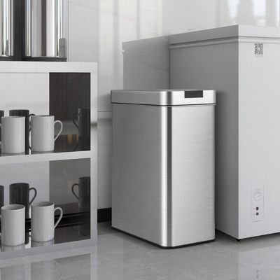 Slim Kitchen Trash Can with Wing Lids 13.2 Gal Automatic Sensor Garbage Can