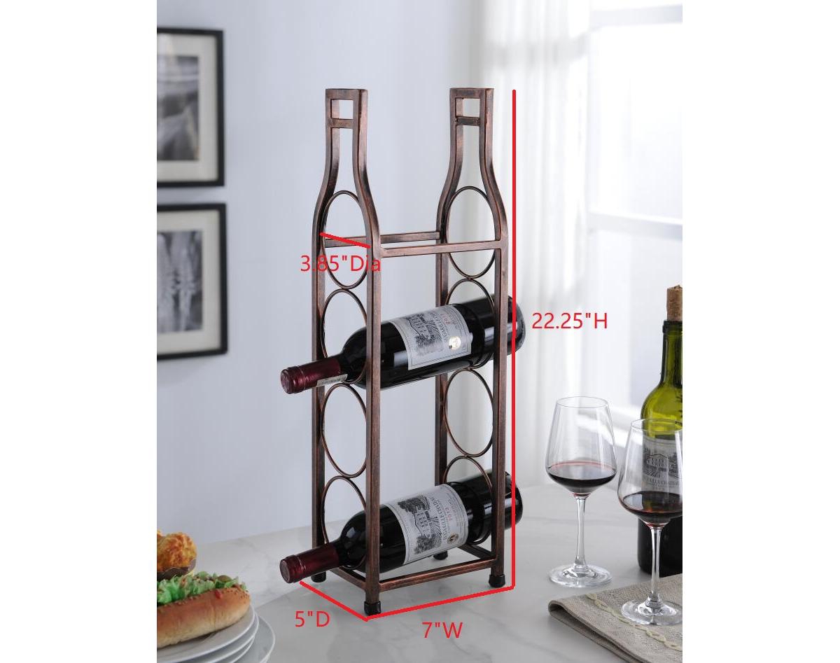 Kings Brand Furniture - Countertop Tabletop Wine Rack, Wine Bottle Storage Holder for Home Kitchen & Bar - Brushed Copper - No Assembly Required