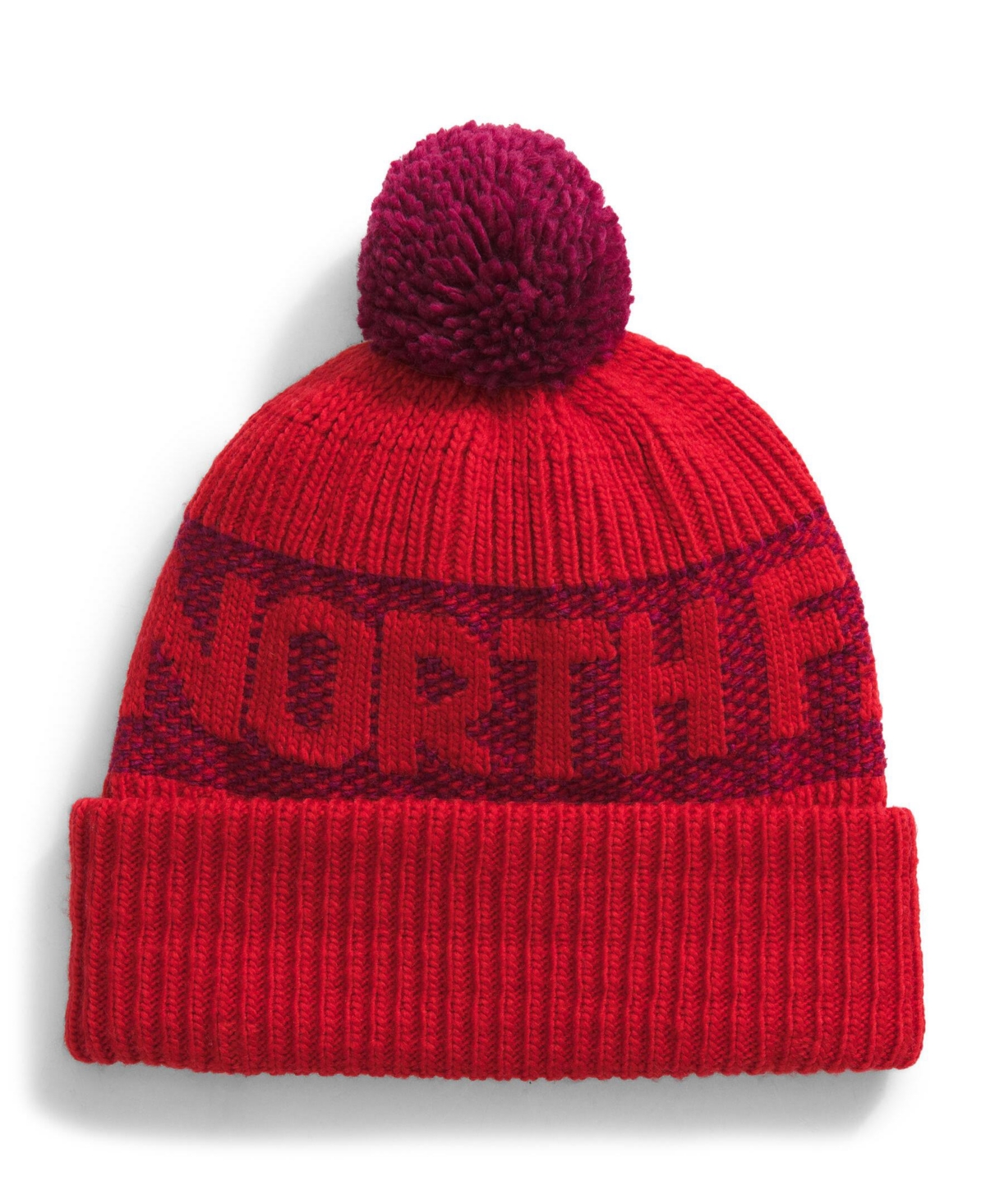 The North Face Retro Cabin Beanie In Tnf Red,beetroot