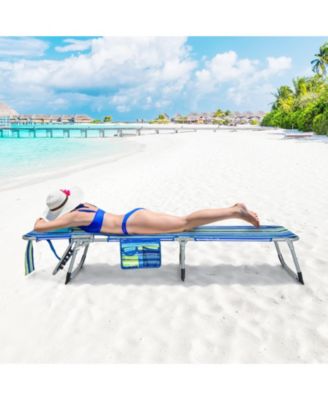 Folding Beach Lounge Chair with Pillow for Outdoor