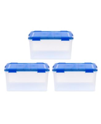USA 3Pack 62qt WEATHERPRO Airtight Plastic Storage Bin with Lid and Seal and Secure Latching Buckles