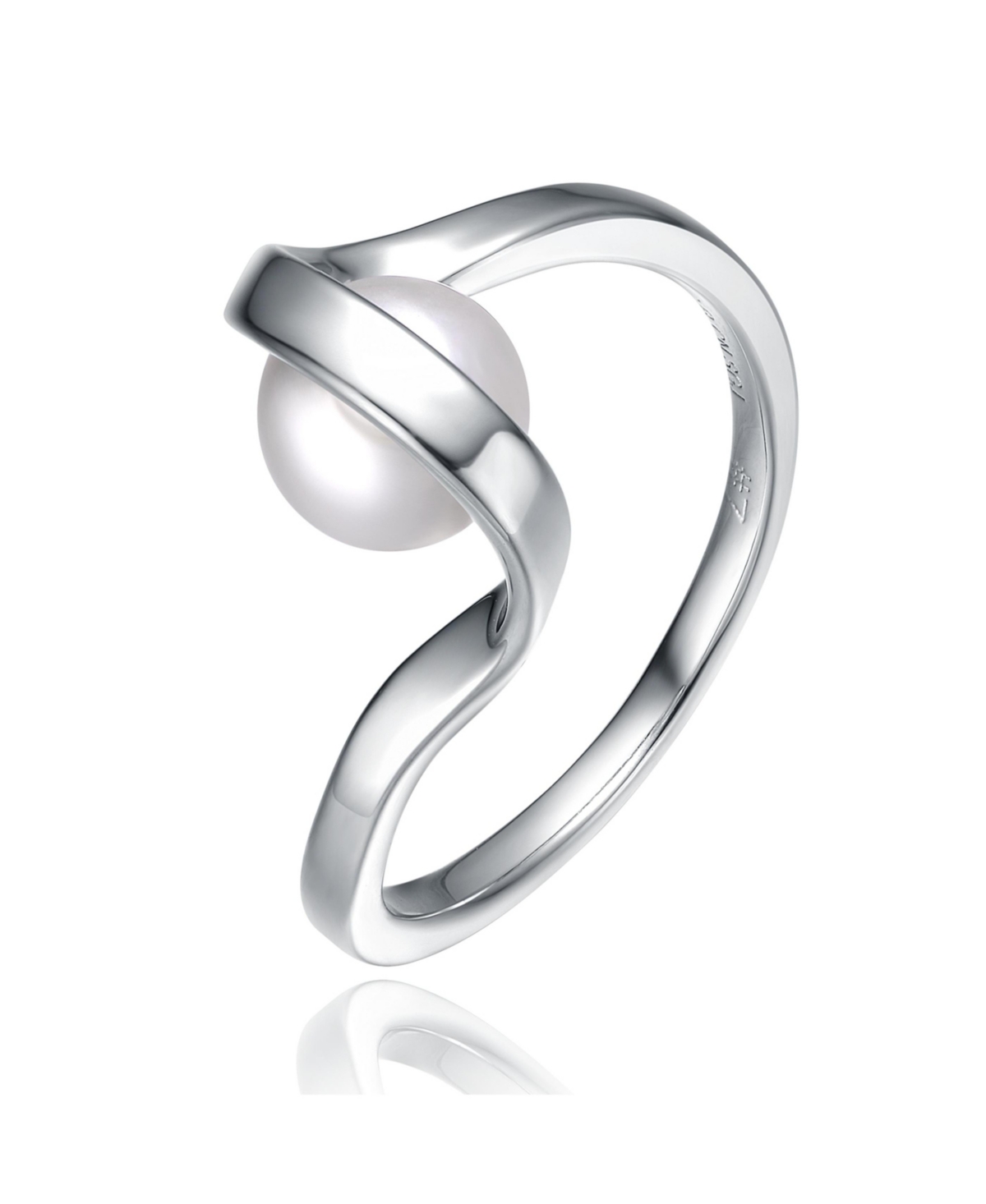 Sterling Silver with Cubic Zirconia Double Weave Band Ring - White
